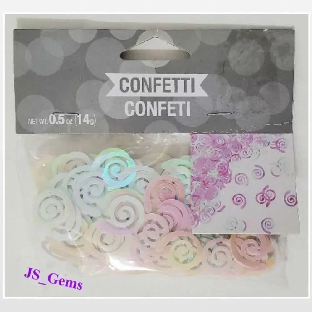 New Confetti White Holographic Party Swirls Home Table Top Decoration NWT